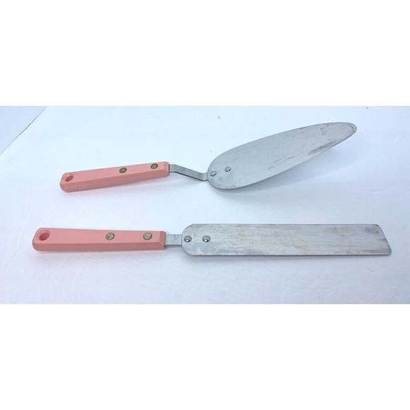 Mid Century Armco Forge Pink Handle, Set Frosting Spatula, Cake Server - Picture 3 of 13